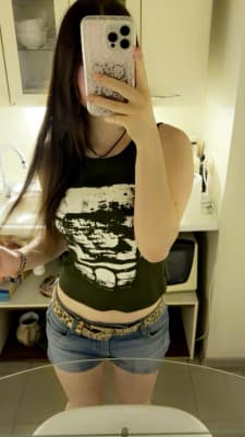 Girl with printed shirt 